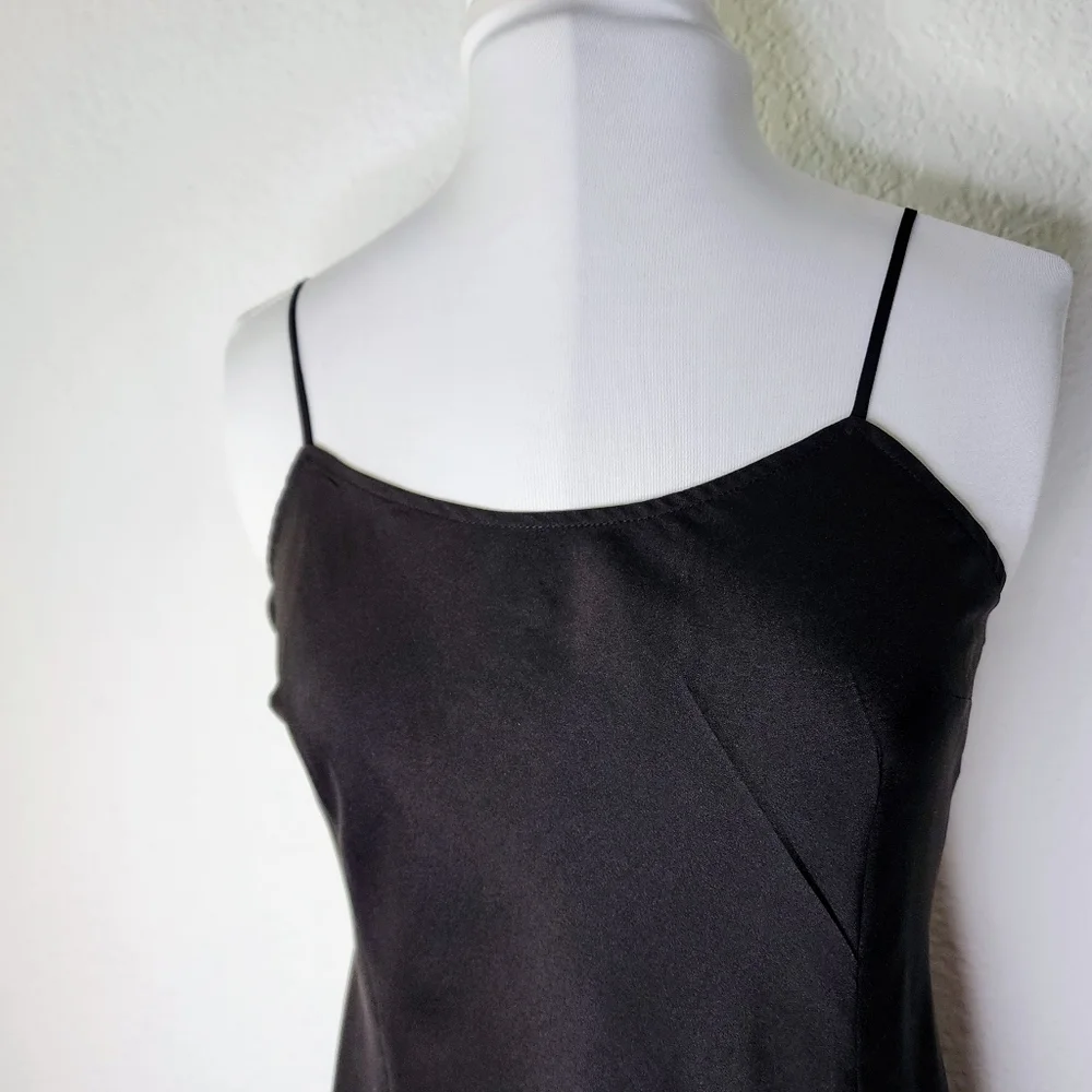Rachel by Rachel Roy Black Silky Slip Dress w Adjustable Spaghetti Straps Sz S - Picture 2 of 9